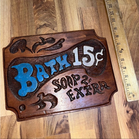 High Quality Engraved Bath 15 cents Soap Extra Rustic Home Decor Wood Sign - Picture 4 of 5